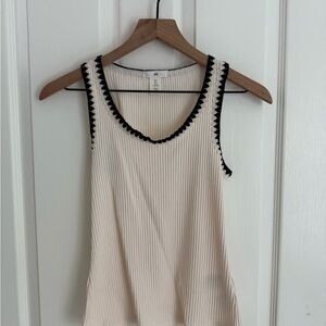 H&M Beige Tank Top with Black Accents